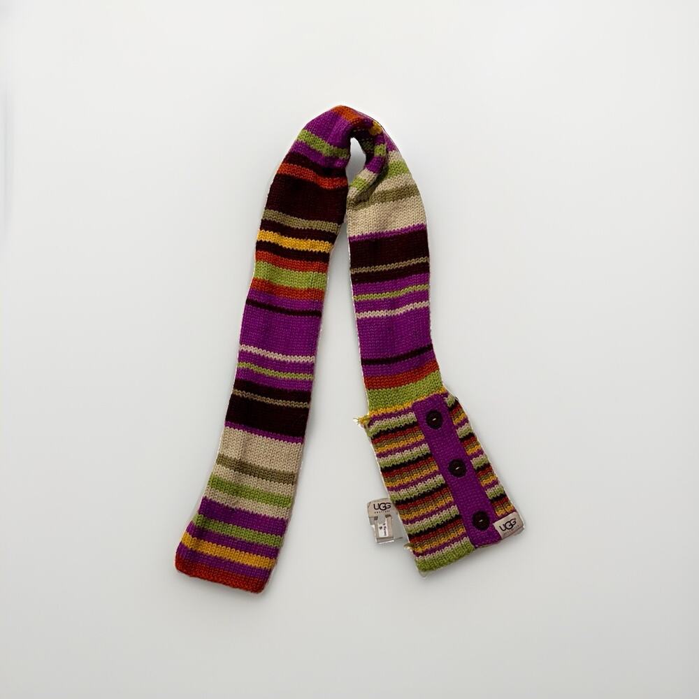 UGG Multicolor Stripe Knit Neck Warmer Micro Scarf Y2k Boho Chic / Damaged